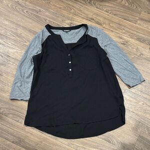 Express Size Large Black and Gray Button Down Shirt